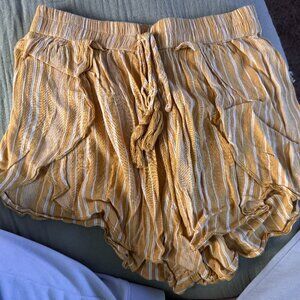 Yellow American Eagle Linen Shorts